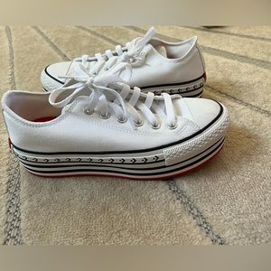 Converse White Platform Athletic Shoes